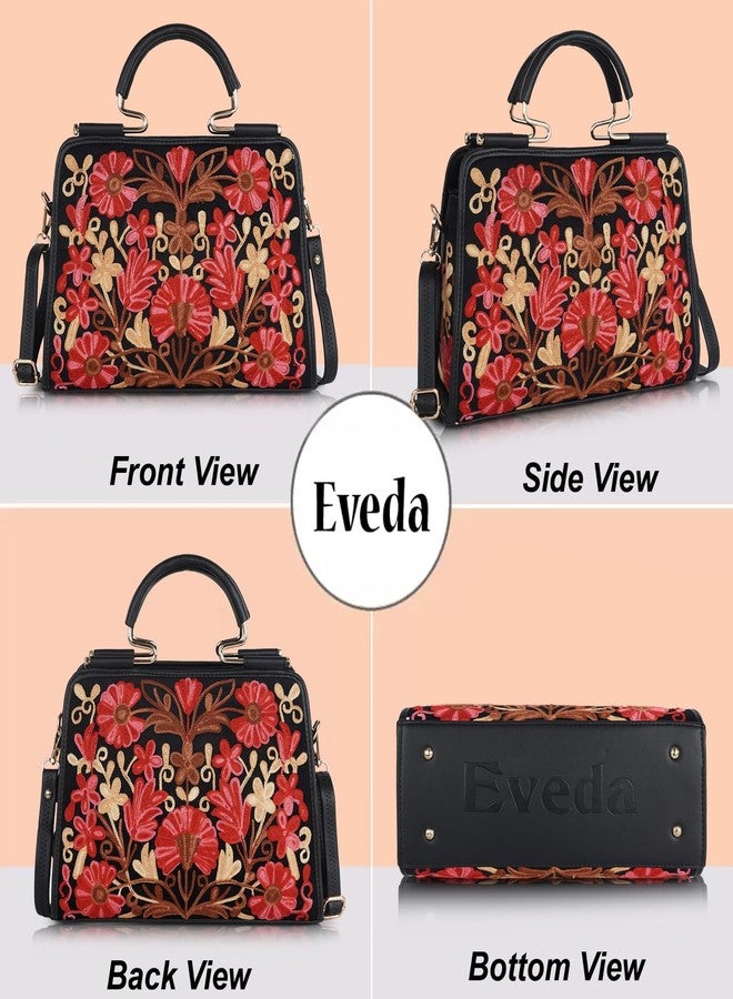 EVEDA Synthetic Leather Stylish Trendy Design Shoulder Crossbody Hobo Women Handbag (Black) - Image 4